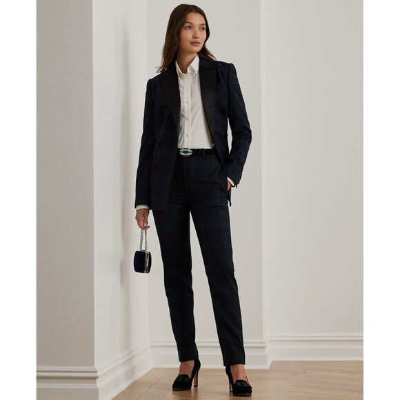 Lauren Ralph Lauren Petite Plaid Twill Cropped Pants Green Size 10P MSRP $245 - Picture 4 of 4